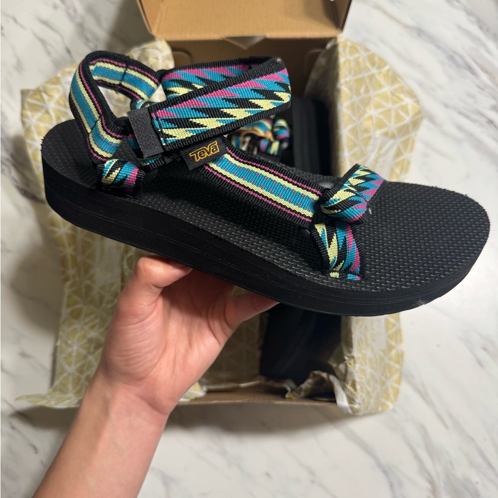 Teva Black Sandals with Multicolor Straps